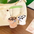 thumbnail image 2 of 2-Pack Magnetic Plush Puppy Keychains with Glasses - Cute Squatting Dog Stuffed Animal Key Ring for Bags, Backpacks | Adorable Couple Gift Accessories, 2 of 8