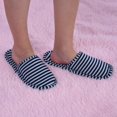 thumbnail image 4 of Chaussons d'Hôtel de Voyage Pliables Réutilisables en Coton Doux Antidérapants pour Hommes Rayures Bleues, 4 of 8