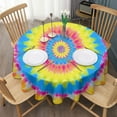 thumbnail image 3 of Colorful Tie Dye Mandala Pattern Round Tablecloth 60"x60",Wrinkle Wipeable Table Cloth for Kitchen Dining Room Picnic Patio Party, 3 of 6
