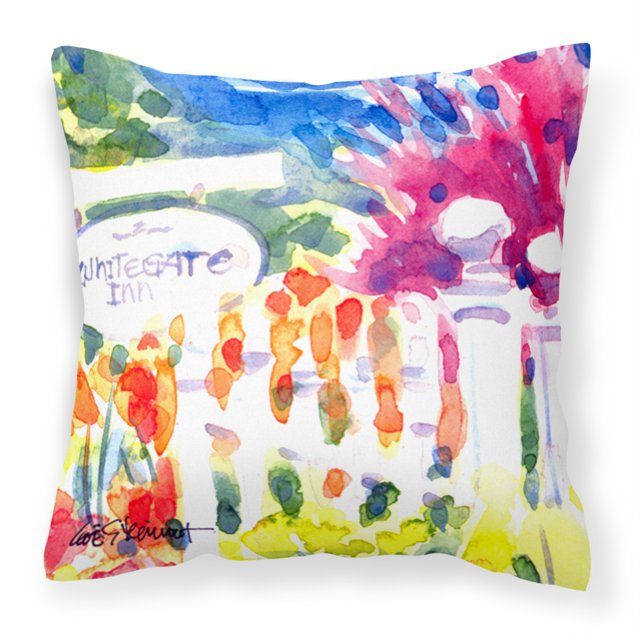"Caroline's Treasures 6124PW1414 White Gate Inn cerca de casas almohada decorativa de tela de lona, grande, multicolor" Caroline's Treasures 6124PW1414