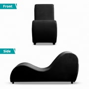 BALUS Yoga Chaise Lounge Chair, Velvet Fabric Yoga Chair with Ergonomic Design for Adults, Furnitures Indoor, Black