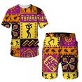 thumbnail image 3 of Conjunto de chándal para hombre, estilo bohemio, hippie, estilo hippie, años 60 y 70, estilo bohemio, informal, camisa y pantalones cortos, disfraz de cosplay étnico, 3 of 5