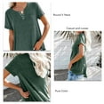 thumbnail image 4 of Camiseta holgada informal de verano con cuello en V redondo y manga corta de color puro para mujer para uso diario, 4 of 5
