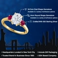 thumbnail image 2 of Gem Stone King 18K Yellow Gold Plated Silver White Moissanite and Red Created Ruby Engagement Ring for Women | 2.60 Cttw | Oval 9X7MM | Gemstone Birthstone | Size 9, 2 of 7