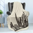 thumbnail image 4 of Georgia Soft Flannel Fleece Throw Blanket, Illustration of Atlanta City Skyline Vintage Design Drawn by Hand, Cozy Plush for Indoor and Outdoor Use, 60" x 80", Dark Taupe and Eggshell, by Ambesonne, 4 of 5