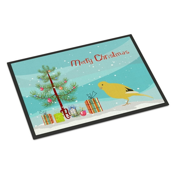 Carolines Treasures CK4478MAT Border Canary Merry Christmas Door Mat Indoor Rug or Outdoor Welcome Mat 18x27 Doormat