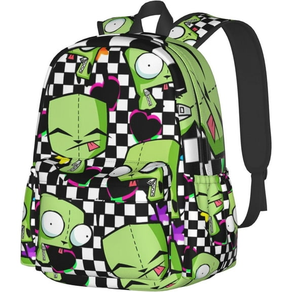 Backpacks Invader Anime Zim Adjustable Laptop Backpack Double Shoulder Bag for Women Men Climbing Shopping Work
