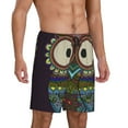 thumbnail image 2 of Fuzoiu Boho Owl Print Pajama Shorts for Men, Men's Pajama Bottoms,Mens Lounge Sleepwear,Pajama Pants with Pocket-4X-Large, 2 of 6