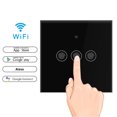 thumbnail image 3 of Interruptor táctil de pared con LED WiFi inteligente con cubierta negra y control remoto por aplicación de 3 vías, 3 of 8