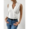 thumbnail image 5 of Womens Pleated Tank Tops V Neck Casual Sleeveless Blouses Summer Basic Vest Shirt White XL, 5 of 7