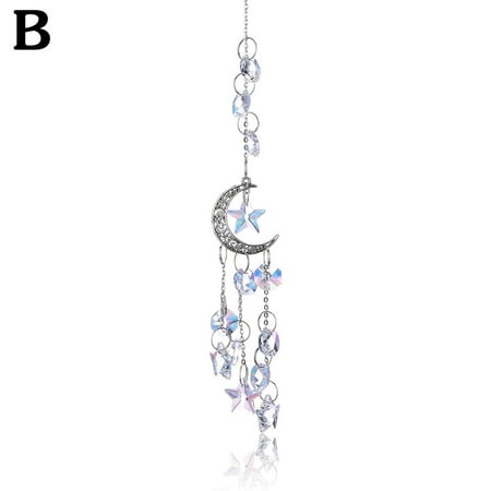 

wouwaft Moon Star Crystal Glass Suncatcher Hanging Chandelier Ball Rainbow Maker Home Window Decor Suncatchers Prisms Pendant S9T2