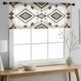 thumbnail image 2 of Boho Black Brown Valance Curtains for Kitchen/Living Room/Bathroom/Bedroom Window, Rod Pocket Small Topper Half Short Window Curtains Voile Sheer Scarf, Geometric Southwestern Ethnic Retro 60"x18", 2 of 8