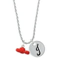 thumbnail image 1 of Delight Jewelry Resin Puffy Red Lobster Silvertone Script Initial Disc - J - Charm Necklace, 20"+3", 1 of 4