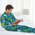 thumbnail image 6 of Naloa Shark And Leaves Men’s Pajamas Set - Long Sleeve Button Down Sleep Shirt and Pajama Bottoms Sleepwear Set-Medium, 6 of 7