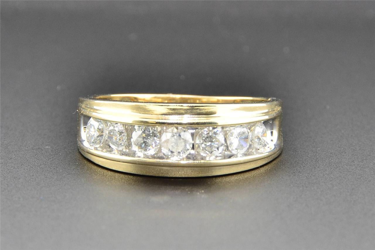 0.25ct MENS DIAMONDS WEDDING BAND 10k Yellow GOLD Anniversary Ring Round Channel 
