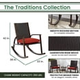 thumbnail image 3 of Hanover Traditions Rocking Chair, Aluminum Frame Wicker Back, Comfortable Plush Cushion, Rust-Resistant - TRADWBRKR-RED, 3 of 6