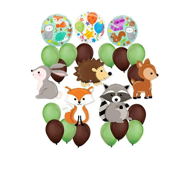 Woodland Creatures Party Supplies 5 critters Balloon Bouquet Decorations Fox Raccoon Hedgehog