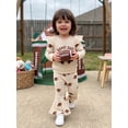 thumbnail image 4 of Loicainy Baby Toddler Girl Football Outfits 6 12 18 24 Months 2T 3T 4T Long Sleeve Bow Soccer Embroidery Sweatshirt Pants Set Clothes, 4 of 9