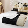 thumbnail image 4 of Castle Fairy Mid Century Gold Square Relief Twin Quilt Set 2 Pieces,Abstract Textured Brush Splash Twin Coverlet Set,Black Cream,1 Bedspread and 1 Pillowcase, 4 of 7