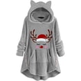 thumbnail image 1 of Chaqueta de lana con capucha para mujer, cálida chaqueta de invierno, abrigo de Navidad grueso para mujer, abrigo cálido, manga larga, linda sudadera con capucha, chaqueta con bolsillo, abrigo de, 1 of 4