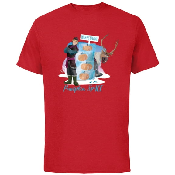 Disney Frozen Sven Kristoff Fall Funny Autumn Pumpkin Sp-ICE - Short Sleeve Cotton T-Shirt for Adults - Customized-Red