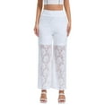 thumbnail image 2 of YueHuiYing Women's Lace Pants Sheer Mesh Wide Leg Pants See Through High Waist Going Out Grunge Trousers, 2 of 6