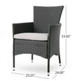 thumbnail image 3 of GDF Studio Brantly Outdoor Acacia Wood and Wicker 3 Piece Bistro Set with Cushions, Gray and Light Gray, 3 of 7