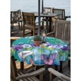 thumbnail image 2 of Outdoor Tablecloth with Umbrella Hole for Patio/Picnic/Party/Camping, Hello Spring Waterproof Table Cloth Round Cover Washable, Pastoral Purple Bottle Floral Dark Green Wood (Dia 60"), 2 of 8