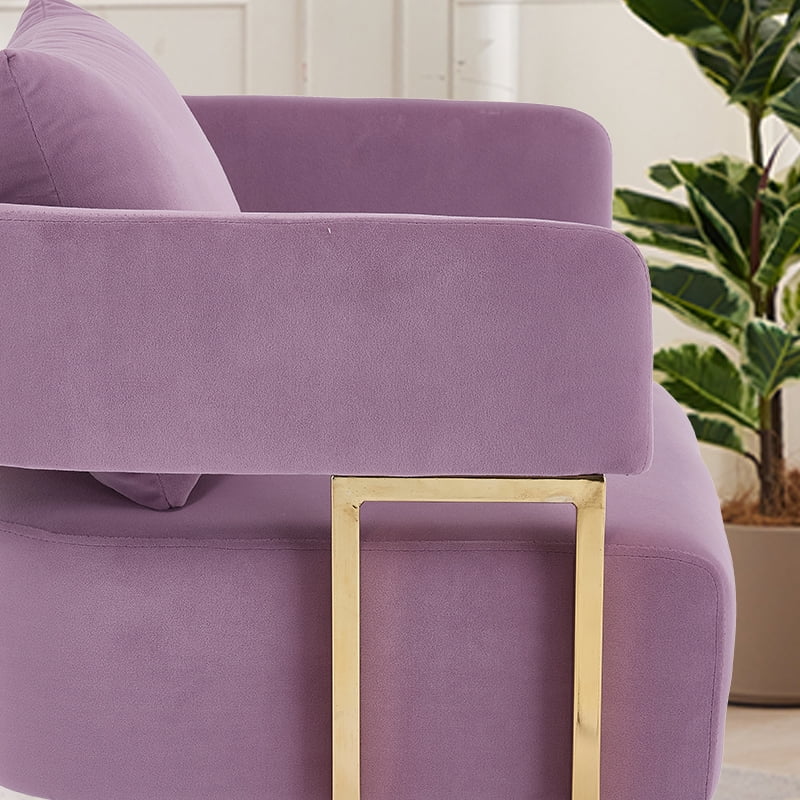 Leumius Velvet Accent Chairs Set of 2,Morden Upholstered Armchair Dining Side Chairs with Gold Metal Legs for Dining Kitchen Living Room,Lilac
