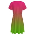 thumbnail image 5 of Pink Green Gradient Short Sleeve Dress Women Summer Evening Dresses Ladies Sundress, 5 of 7