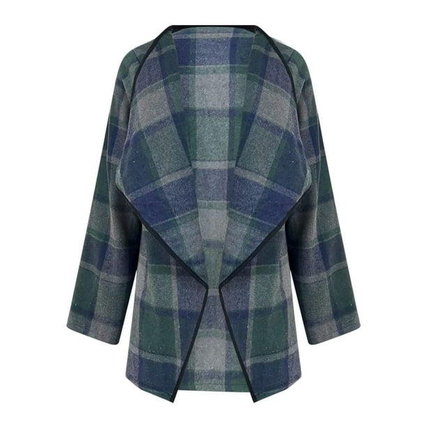 Chaquetas y abrigos casuales sin capucha de manga larga para mujer Chaqueta a cuadros con capucha de manga larga para mujer Chaqueta casual con capucha sin mangas Top de poliéster para mujer