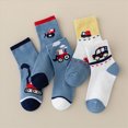 thumbnail image 5 of TOWED22 Toddler Boy Girl Socks with Grips 5 Pairs Kids Anti Slip Cotton Crew Socks for Boys 0-13 Years(Blue,0-2 Y), 5 of 5