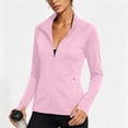 thumbnail image 5 of WAGUTH Women's Sun Protection Athletic Jacket Long Sleeve Full-Zip Workout Running Tops with Thumb Holes & Pockets,Pink,XL, 5 of 5