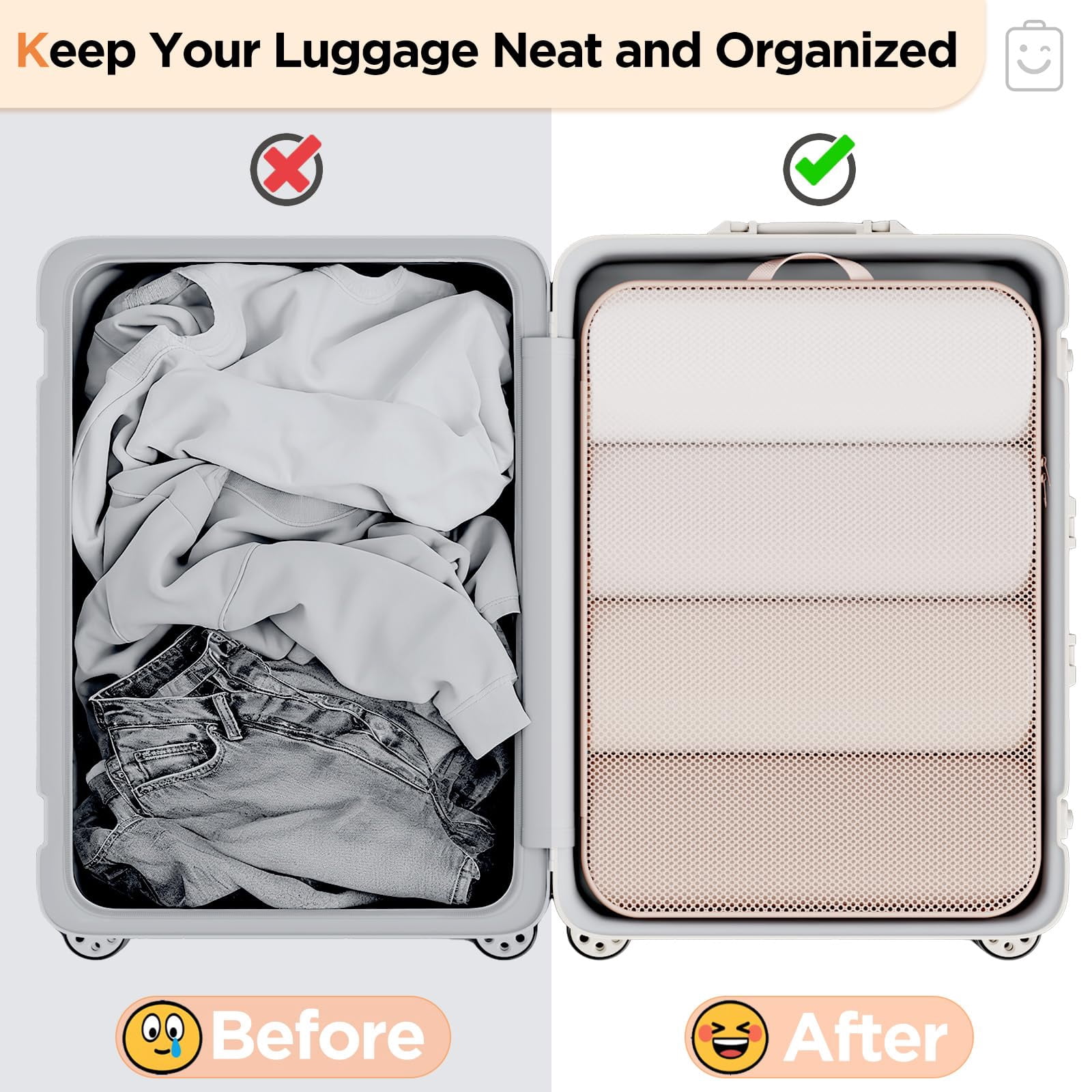 2/6/9/11 Set Packing Cubes For Travel Compressible Expandable Large Luggage Suitcase Organizer Bags Clothing Durable Space Saver Storage Bags(beige)