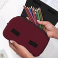 thumbnail image 7 of Hirioo Maroon for Large Grid Mesh Pencil Case with Zipper Stationery Organizer Case, 7 of 7
