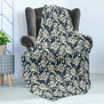 thumbnail image 4 of Floral Soft Flannel Fleece Throw Blanket, Vibrant Little Blossoms Flourishing Garden Feminine Flora Graphic Art, Cozy Plush for Indoor and Outdoor Use, 50" x 70", Night Blue Ivory, by Ambesonne, 4 of 5