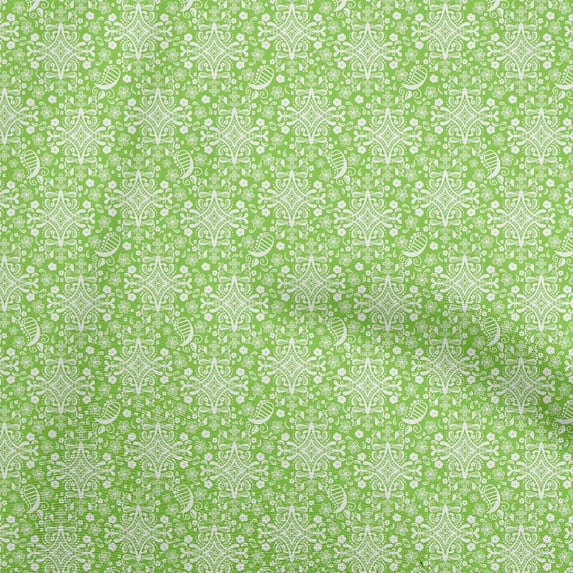 oneOone Cotton Cambric Green Fabric Asian Ornamental Craft Projects Decor Fabric Printed By The Yard 42 Inch Wide