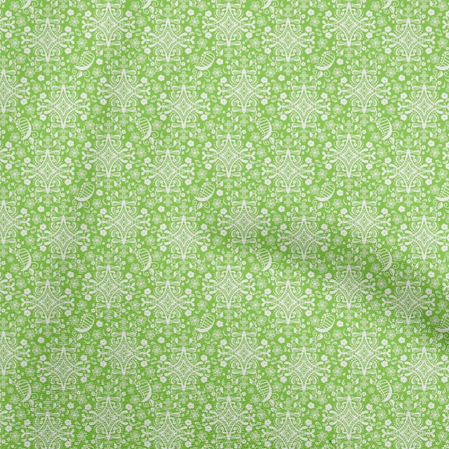 oneOone Polyester Spandex Green Fabric Asian Ornamental Craft Projects Decor Fabric Printed By The Yard 56 Inch Wide