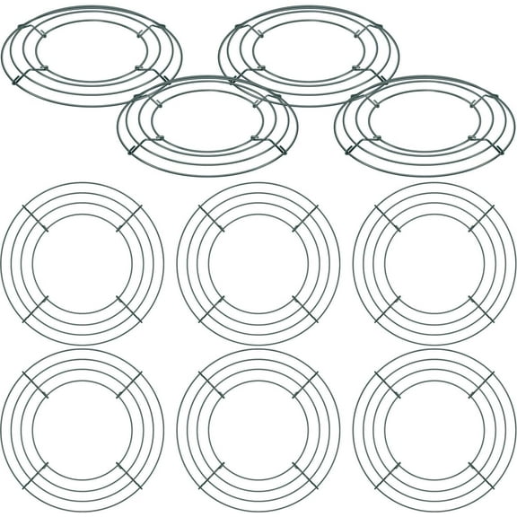 10 Packs Christmas Metal Wreath Frame Green Round Wire Wreath Making Ring DIY Macrame Floral Crafts Wire Form Christmas Decoration Door Craft (10 Inches)