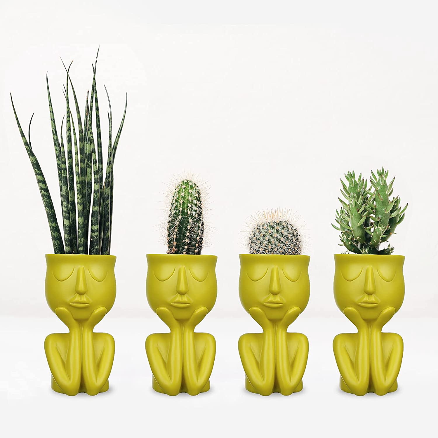 Sunjoy Tech Face Flower Pot, Head Planter Pot Succulent Planter Resin Cactus Planter, Small Cute Plants Flower Pots for Indoor Home Office Decoration