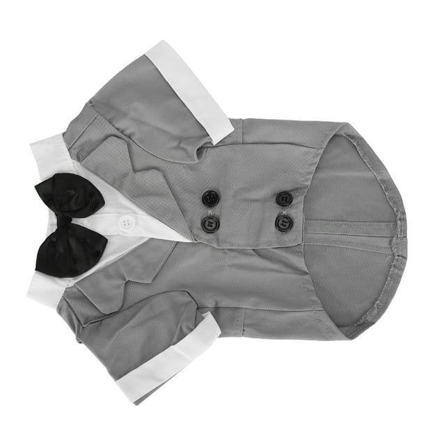 Traje para perro pequeño para mascotas, camisa con cuello de pajarita, ropa elegante para boda/fiesta/evento, gris XS
