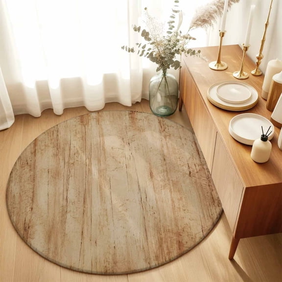 Round Rugs 3Ft, Farmhouse Wooden Round Area Rug Washable Indoor Throw Carpet, Rustic Wood Grain Vertical Striped Small Non Slip Circle Rug for Bedroom Living Room Home Decor Aesthetic