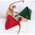 thumbnail image 5 of Small and Cute New Solid Color Portable Coin Change Leather Coin Purse Triangular Wallet Storage Bag RED, 5 of 8