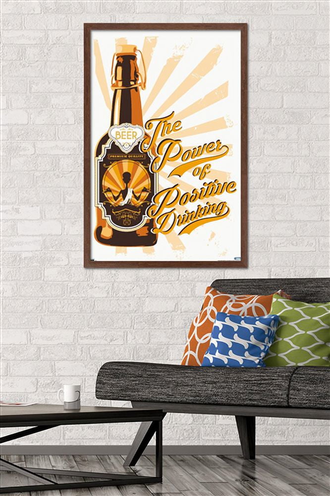 Lunch Hour Productions - Positive Drinking Wall Poster, 22.375" x 34" Framed