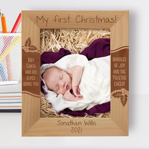 May Santa And His Elves Bring You Personalized Wooden Frame 8" x 10" Brown (Vertical)