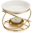 thumbnail image 1 of New Product,metal Essential Oil Burner Wax Melting Burner With Ceramic Bowl, Home Decor Tea Light Candle Holder Aroma Diffuser, Round (gold), 1 of 5