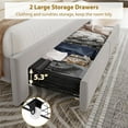 thumbnail image 4 of Vintage Velvet Full Size Bed Frame with Storage - Upholstered Platform Bed with 2 Drawers, Tufted Wingback Headboard, Wood Slat Support, No Box Spring Needed, Beige, 4 of 6