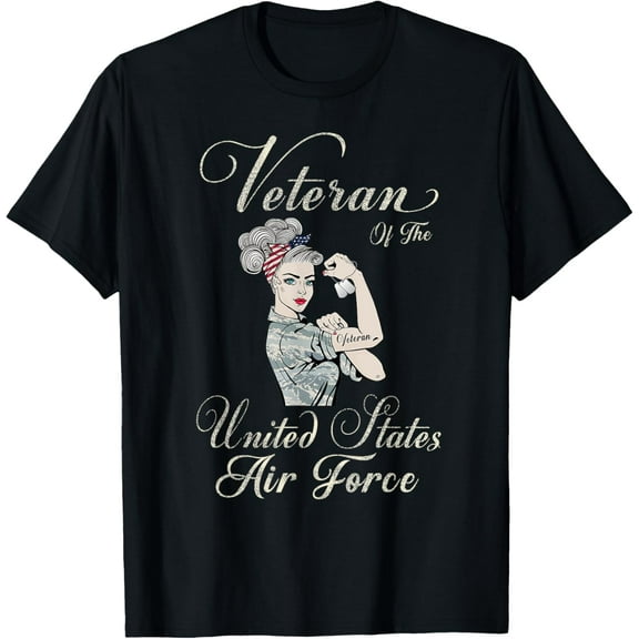 Veteran Of The US Air Force, Female USAF Proud T-ShirtMen's and women's gift, black and white T-shirt, size: Extra large S-4XL