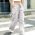 thumbnail image 2 of Rhuody Pants For Womens Wide Leg Loose Fit Elastic Waist Solid Color Trousers With Pocket Fashion Wear 2Xl Grey, 2 of 6