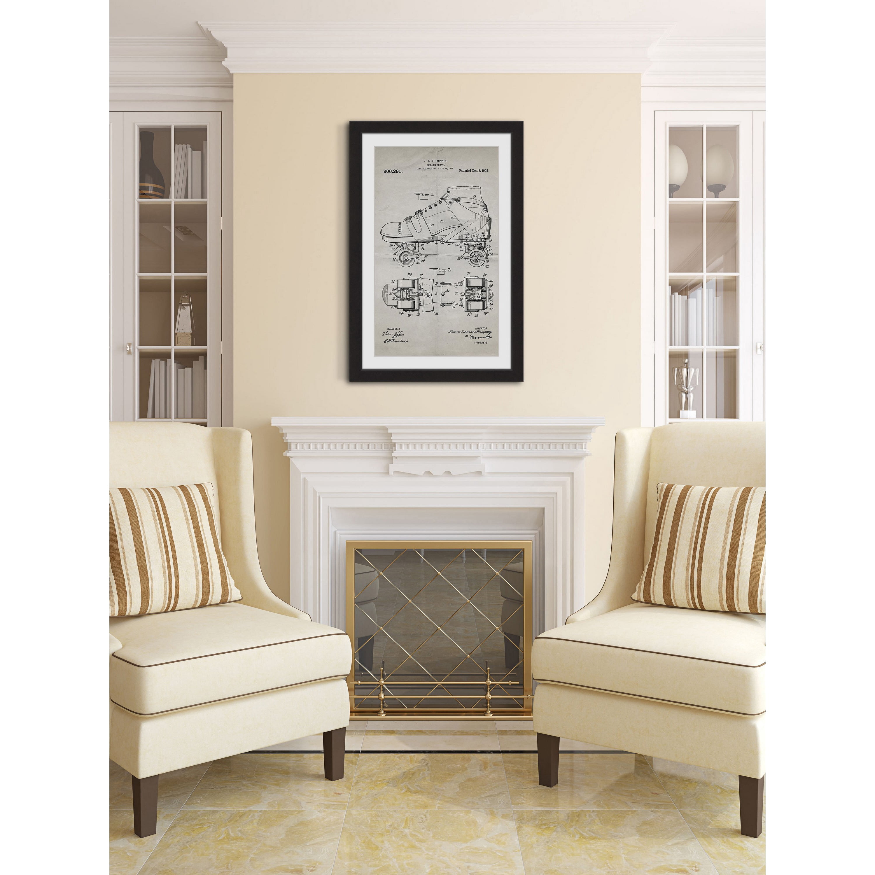 "Roller Skate 1908 Old Paper" Framed Painting Print